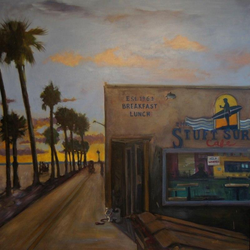 the stuft surfer at sunset